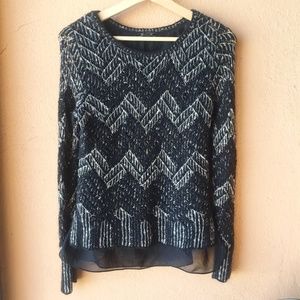 NWOT Lucky Brand Chevron Shine sweater w/ underlay